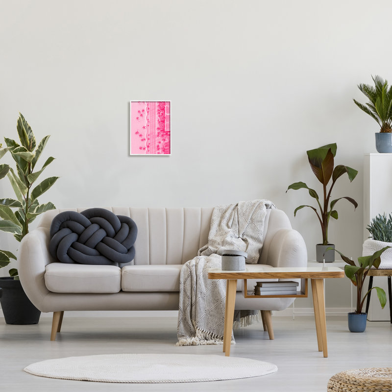 Paysage aérien tropical rose, impression sur bois, Giclée encadrée blanc bord de mer, H 14 po x l 11 po x P 1,5 po