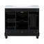Armoire de salle de bain contemporaine, 36 po x 18 po x 34 po, 4 tiroirs et 1 porte, lavabo en résine, tablettes réglables, bois massif, meuble-lavabo de rénovation, matériau