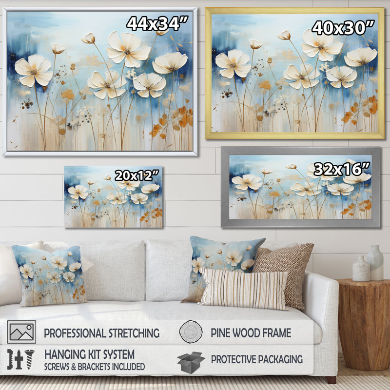 Collage de prairie sur toile, H 24 po x l 32 po x P 1 po, Cadre flottant noir