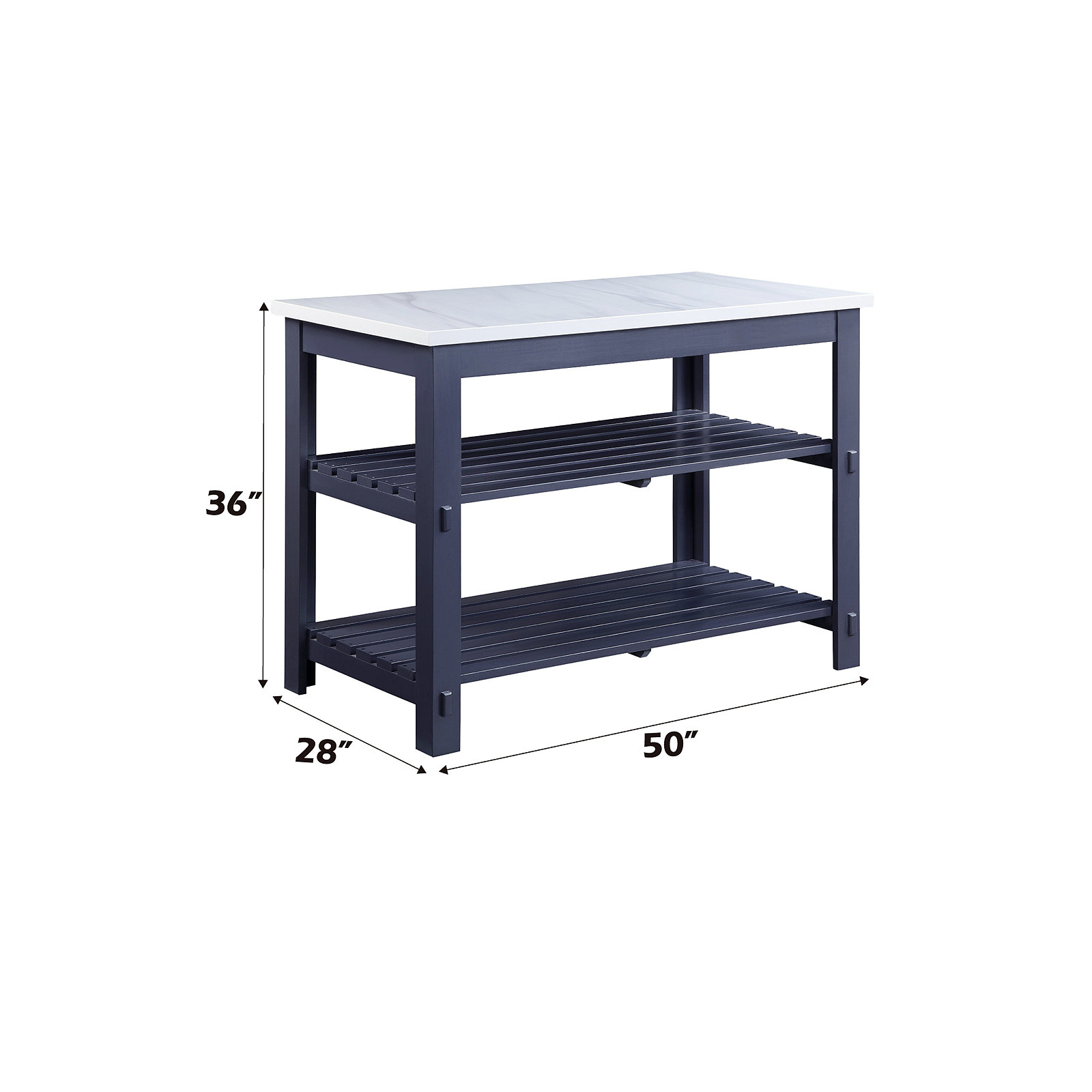 Enapay Kitchen Island In Marble Top, Gray