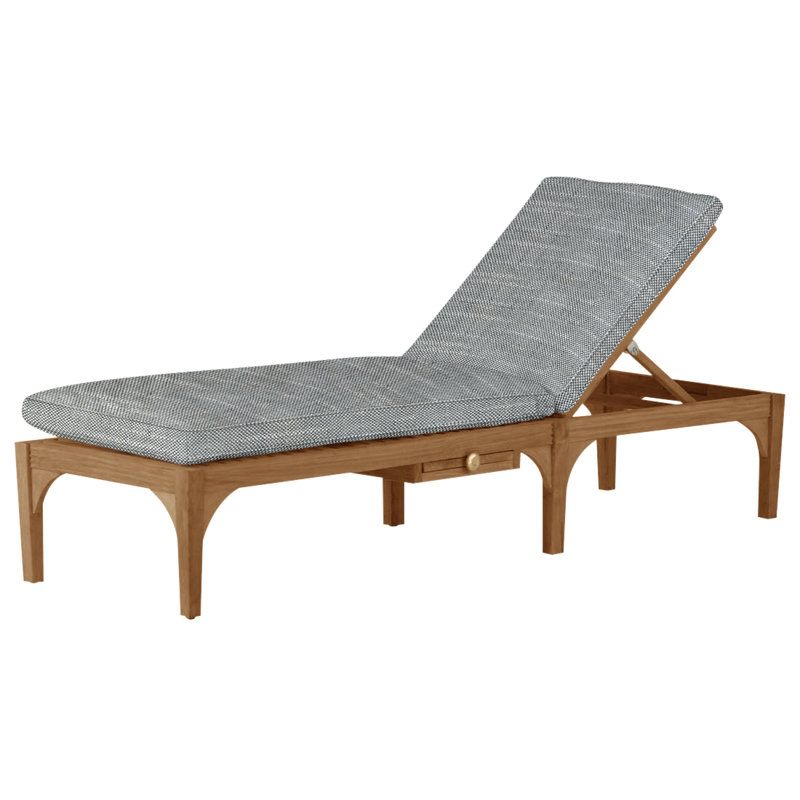 Club Teak Chaise With Wheel - Natural Teak, Welt, Rollo Silver, Natural Teak