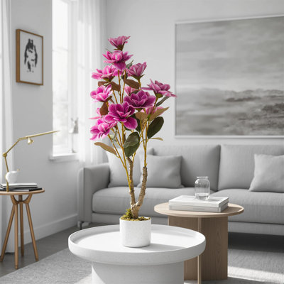 2 Pack Artificial Phalaenopsis Orchid Flower Plant, Fake Orchid Artificial Flowers with Pot, Faux Orchids Artificial Flowers Arrangement for Home Decor Wedding Table Centerpiece Office