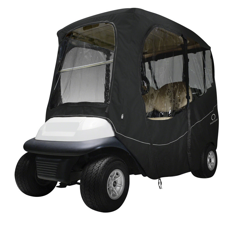 Fairway Zipper Mildew Resistant Golf Cart Cover By Classic Accessories, Short, Black