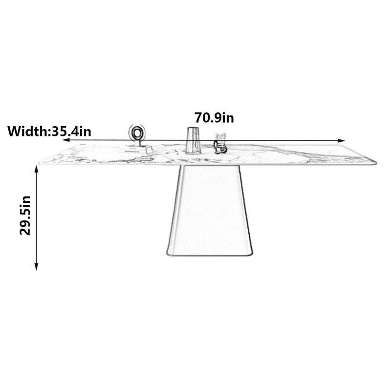 Table rectangulaire Modern Luxury, H 29,5 po x L 70,9 po x l 35,4 po