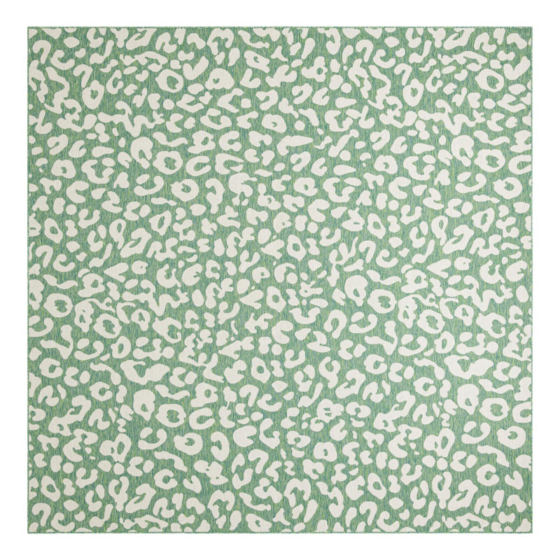 Tonquin Animal Print Machine Woven Polypropylene Indoor / Outdoor Area Rug in Blue/Gray, Square 12'