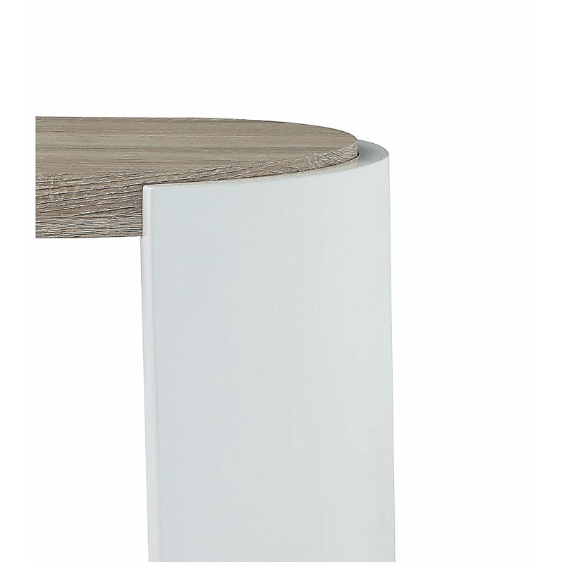 Table de canapé en chêne blanc brillant avec tablette inférieure
