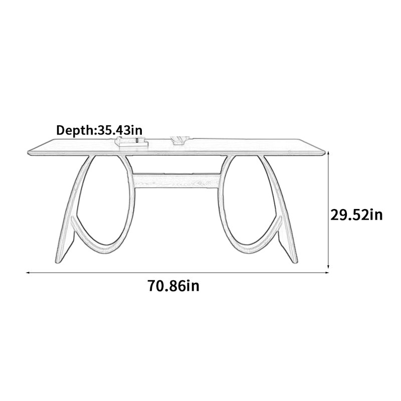 Table de salle à manger en bois massif de style médiéval, H 26,52 po x L 70,86 po x l 35,43 po