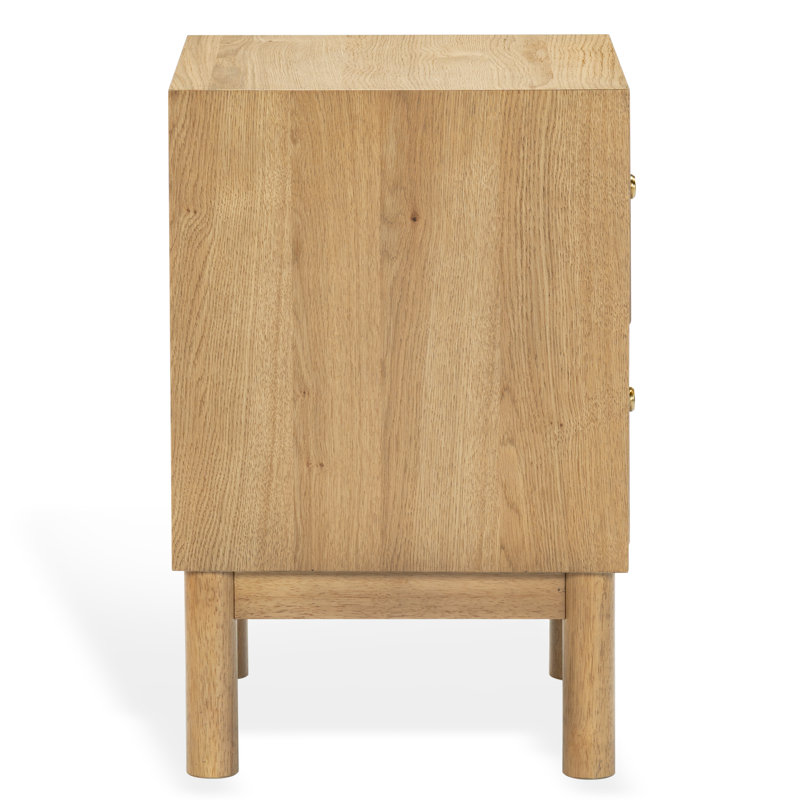 Orion 2 Drawer Wood Nightstand, Brown Oak