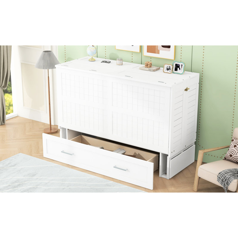 Lit blanc pour grand lit avec tiroir de rangement et tablette de taille d'installation, chevet pratique