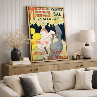Moulin Rouge La Goulue Cabaret Poster Artwork, Vintage Paris Nightlife Art Pictures, Framed Canvas Giclee Print Wall Art