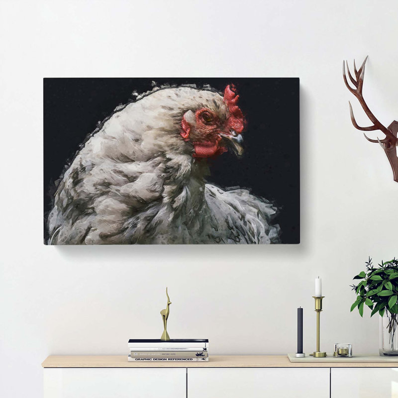 White Hen In Abstract - Wrapped Canvas, 50cm H x 76cm W x 3cm D
