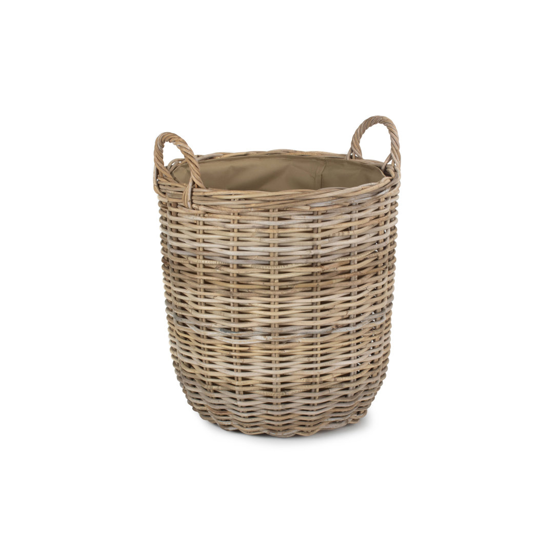 Wicker Rattan Lined Log Basket