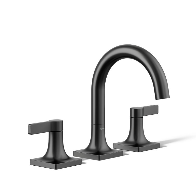 Venza Widespread Bathroom Sink Faucet, 1.2 GPM, Matte Black
