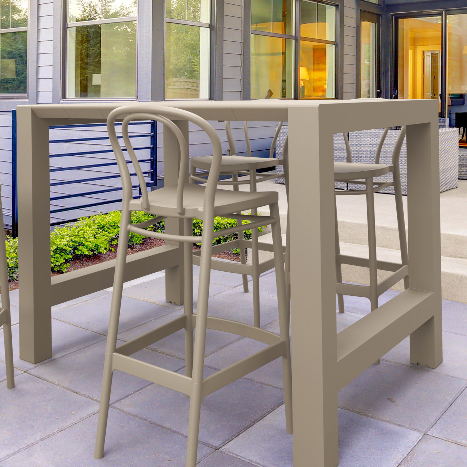 Farrah Patio Bar Stool, Taupe, Bar Stool (29.5" Seat Height)