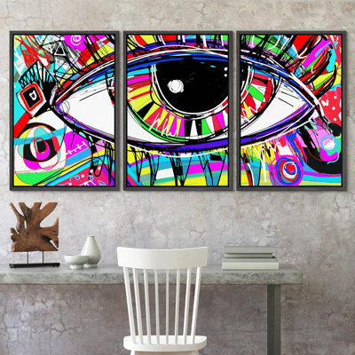 «Abstract Eye Graffiti & Street», composition colorée d'art moderne pour la maison, 3 pièces