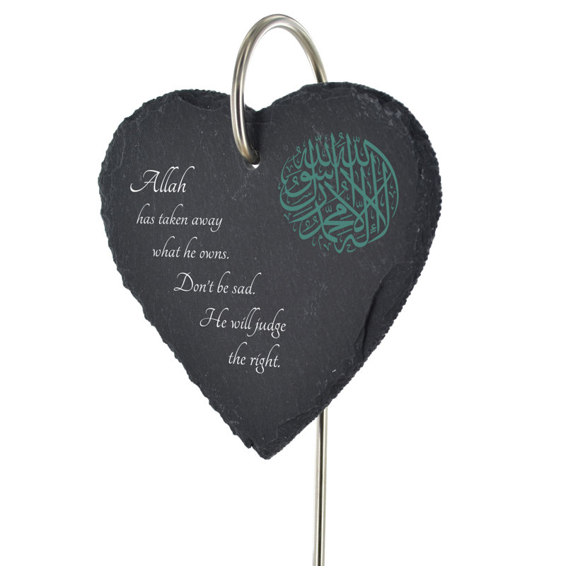 Binetta Waterproof Slate Heart Grave Marker People Memorial Plaque