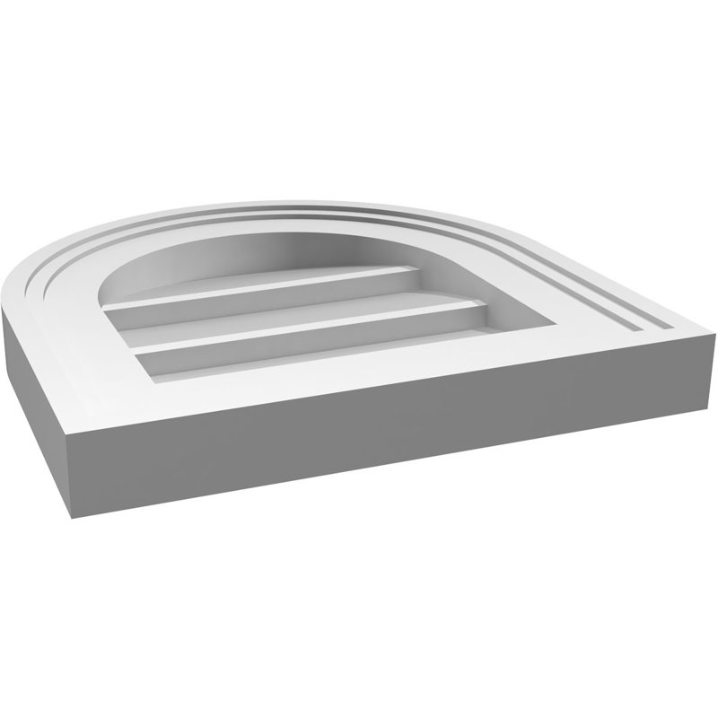 Round Top Surface Mount Signature Urethane Non-Functional Gable Vent Primed Tan, 12" H x 12" W x 1.5" D