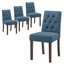 Chaises de salle à manger Parsons capitonnées, coussin en tissu à haut dossier à losanges, pieds en bois d'hévéa massif-129678031