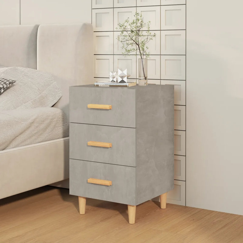 Westbury 40cm W Bedside Table, Concrete Grey/Natural