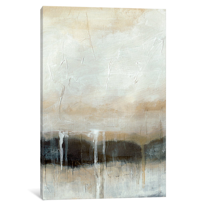 « horizon strates ii », reproduction d’art sur toile tendue, H 24 po x l 16 po x P 1 po, Papier avec cadre noir, Blanc