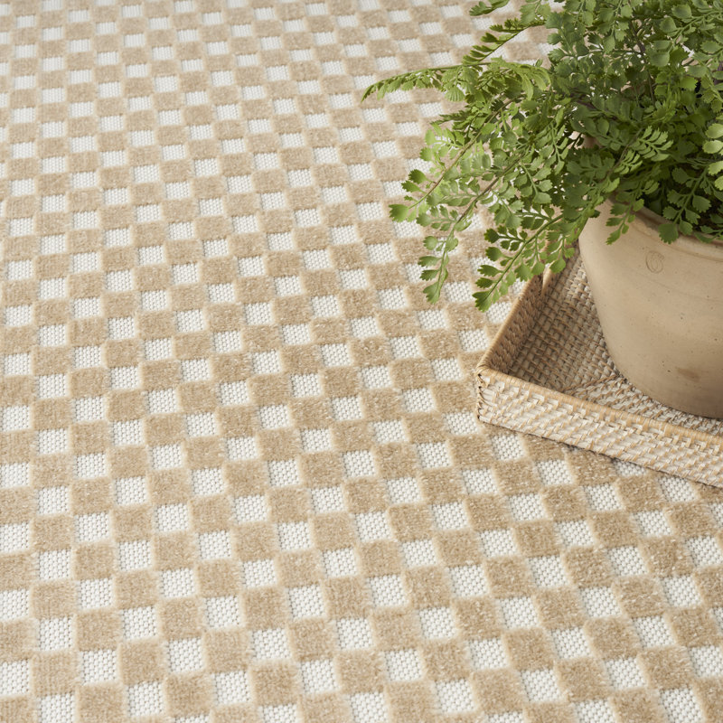 Tapis taupe Ebern Designs, Rectangle 5 pi 3 po x 7 pi