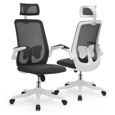 Ergonomic Mesh Office Chair with Synchro-Tilt, Pivot Adjustable Headrest, Black