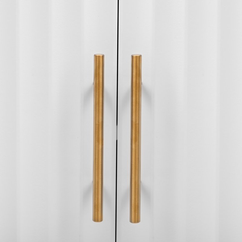 Armoire décorative, buffet, armoire de rangement à trois portes avec poignées en métal, Blanc