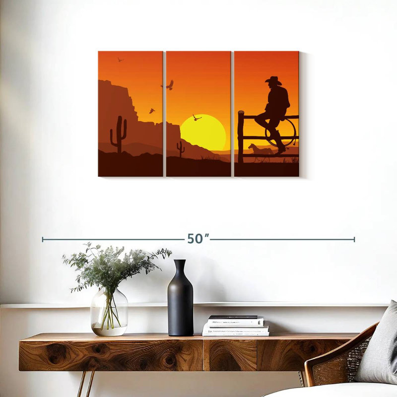 Lelar Western Cowboy Sunset, 20" H x 33" W