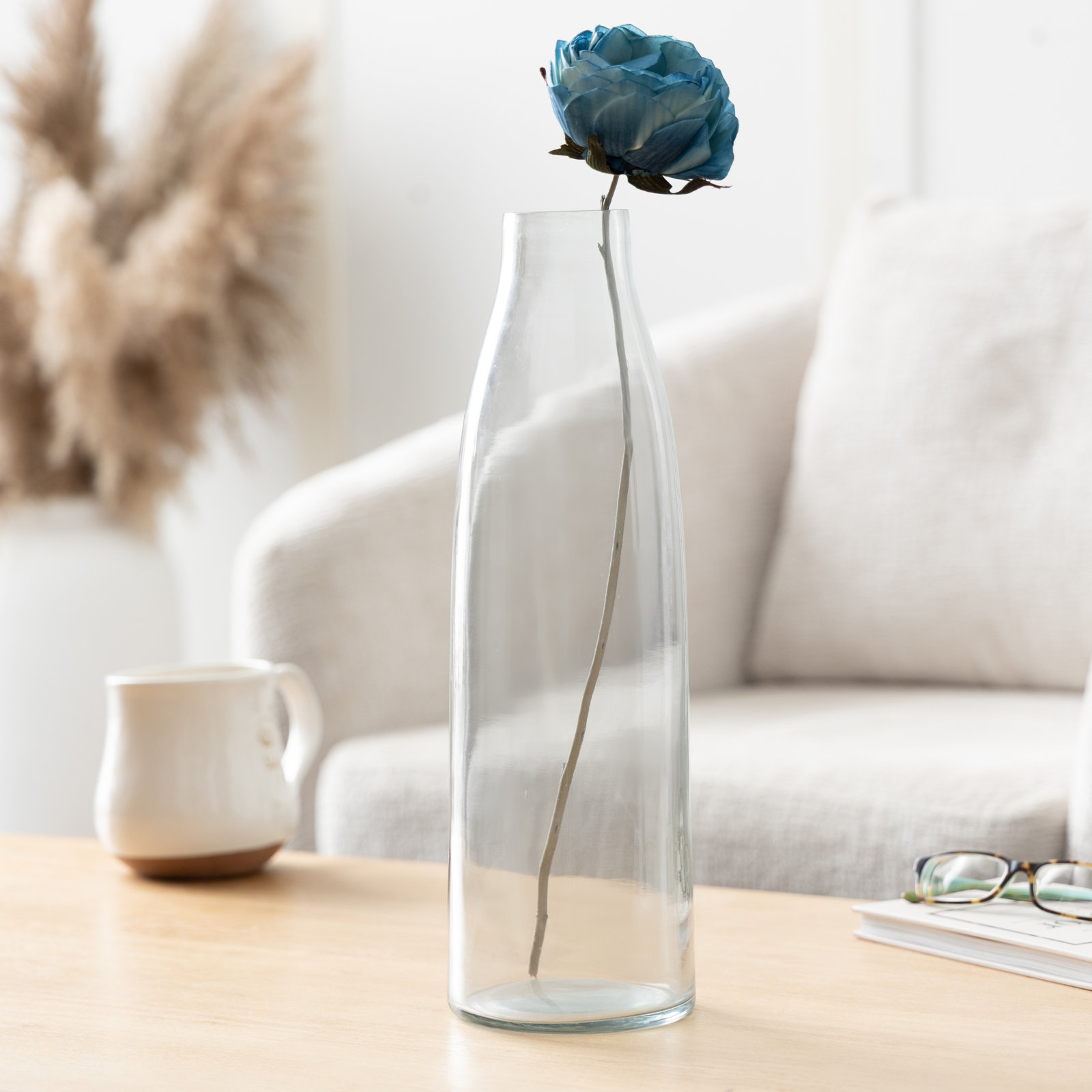 Glass Table Vase, 15" H x 5" W x 5" D