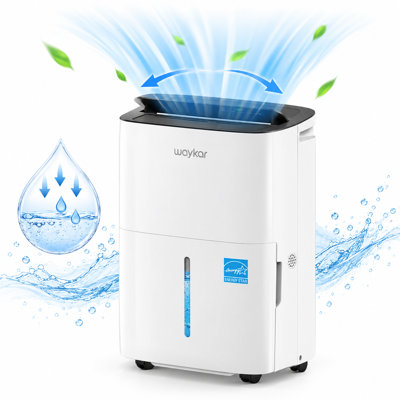 Waykar 80/120/150 Pints Energy Star Dehumidifier for Rooms up to 5,000-7000 Sq. Ft Smart Auto Mode & Continuous Drain, 3 Fan Speeds, large Tank,42dB Quiet for Basements, Bedrooms, Living Rooms, Crawl Spaces