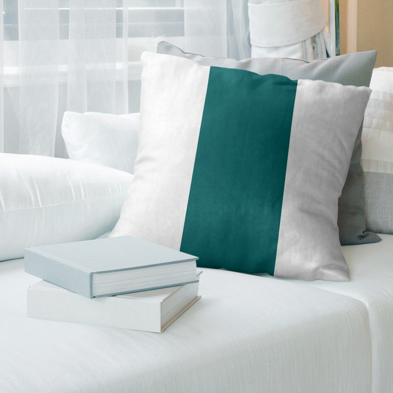  Housse de coussin Euro, Blanc / aqua, Sergé de coton