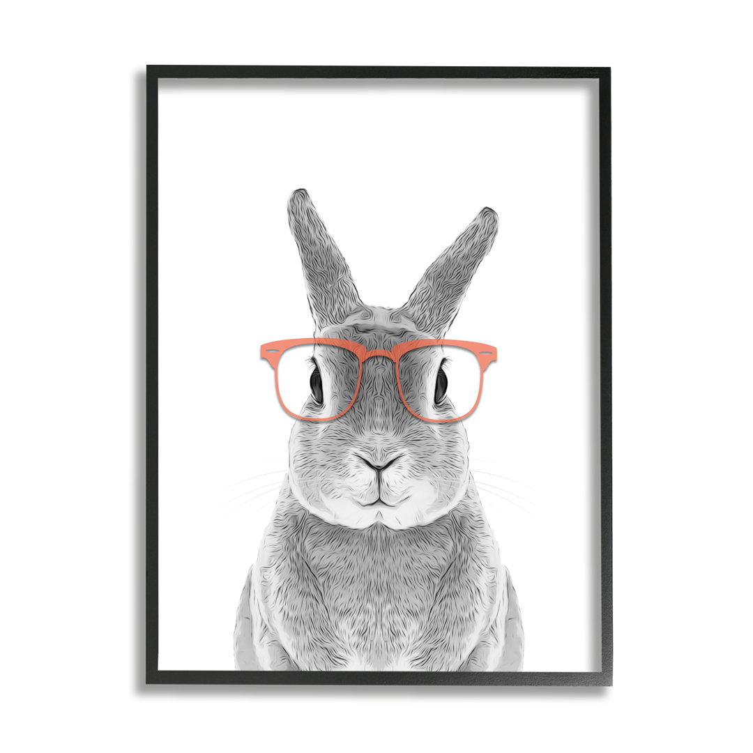 " Cute Bunny Rabbit Glasses Monochrome " by Annalisa Latella Stupell Industries 