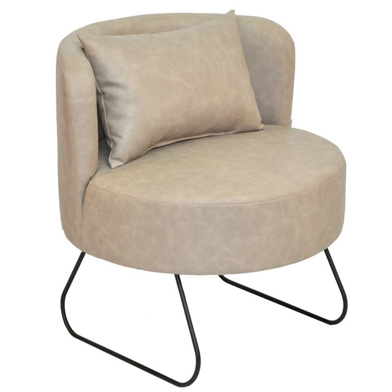 Modern Faux Leather Barrel Chair, Beige