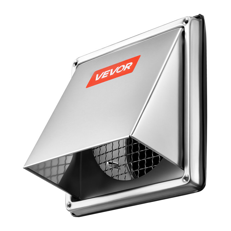 4 Inch External Extractor Wall Vent Cover Stainless Steel 1 Pack Silver, 18.8cm H x 18.8cm W x 14.6cm D