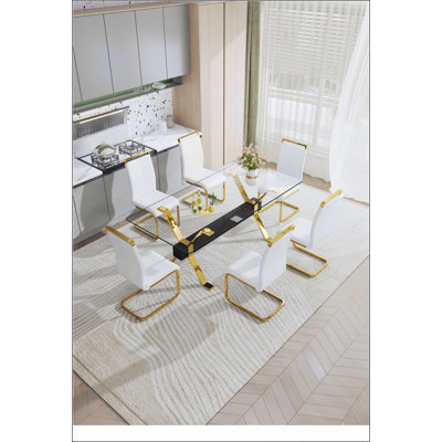 Dining table Modern tempered glass dining table Large modern office desk