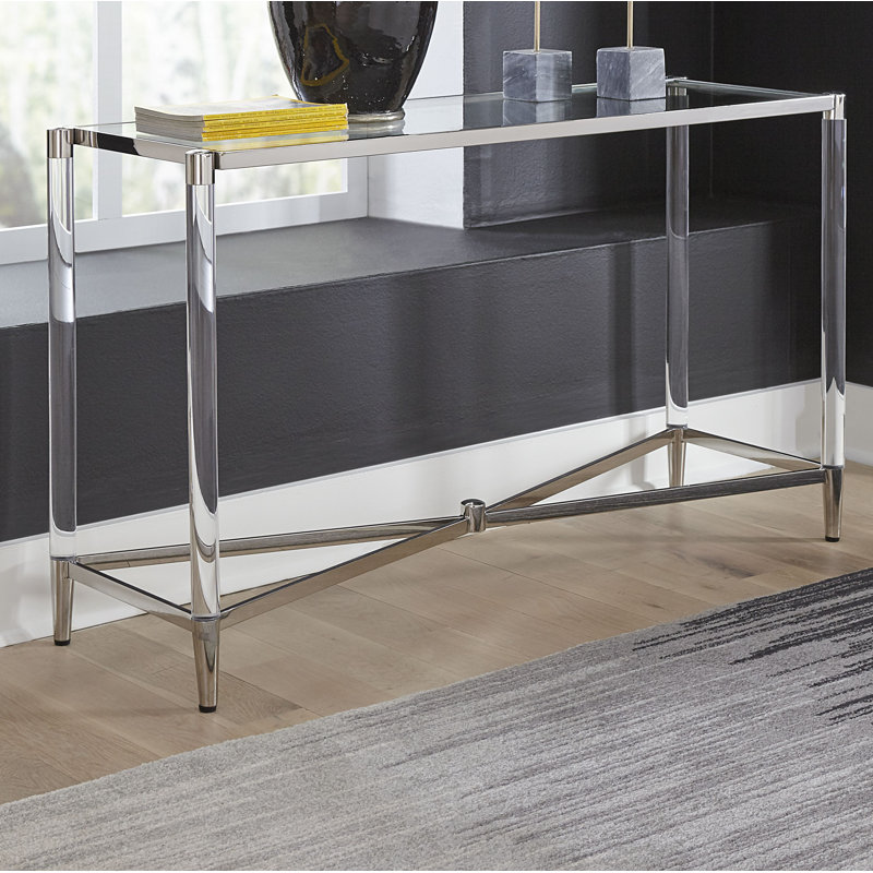 132.08cm Glass Top Console Table