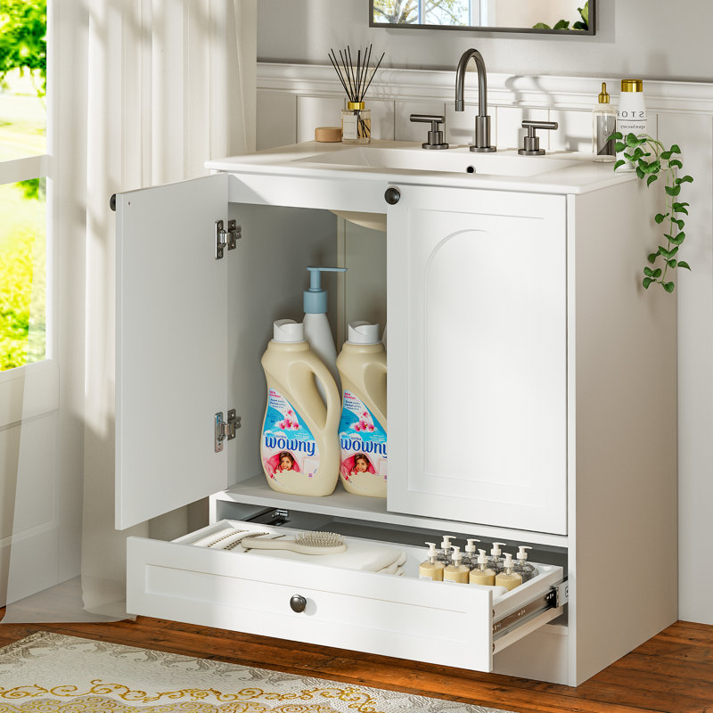30'' Single Bathroom Vanity With Ceramic Top, 30"