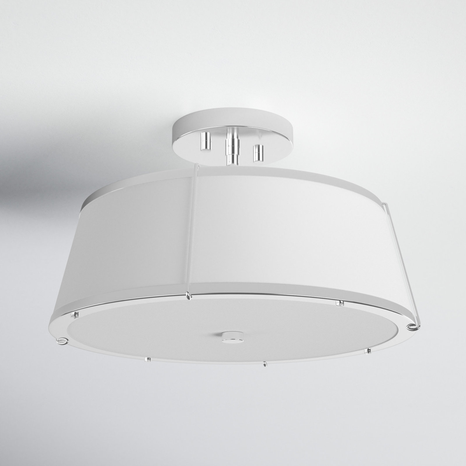 Moxie 2 Light Metal Semi Flush Mount, Polished Nickel, White