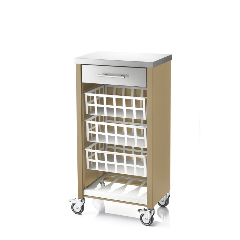 Yoder 48cm W Steel Kitchen Trolley with Stainless Steel Top and Locking Wheels, Brown