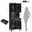 Grande armoire de salle de bain autoportante avec tiroir, 2 armoires, 4 portes à fermeture douce, 2 tablettes réglables, rangement ouvert-1121709014