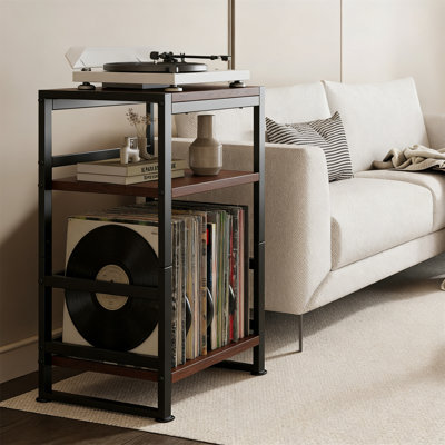 3-Tier Vinyl Record Player Stand With Storage For 120 Albums, 28" H End Table