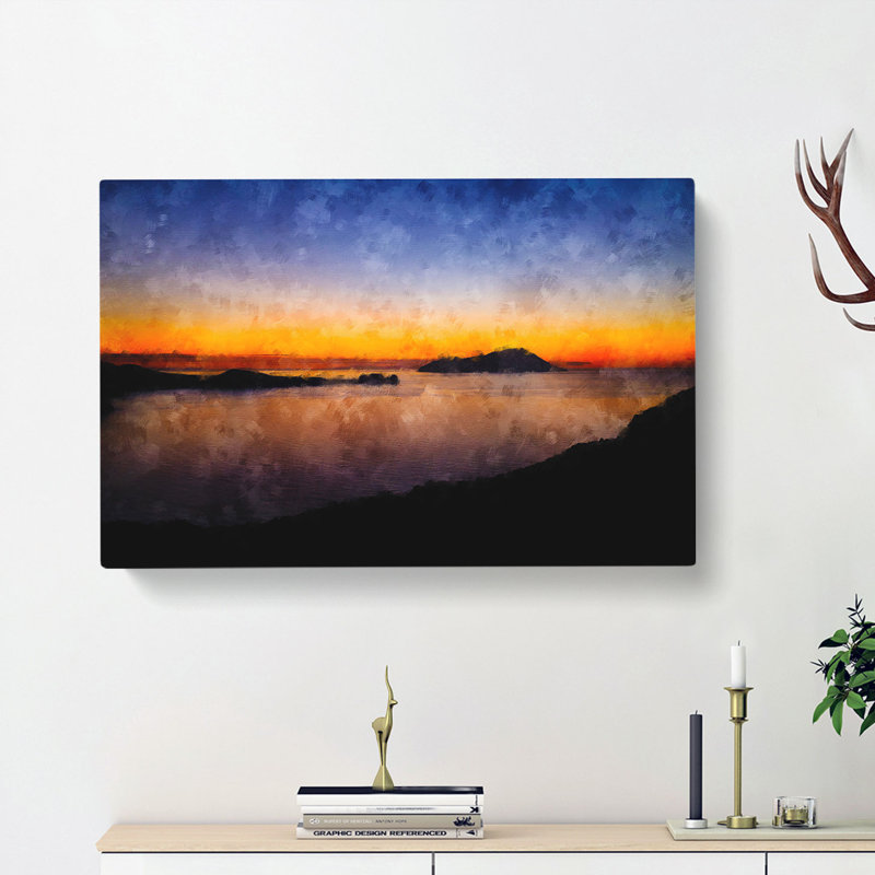 Sunset In Kythnos Greece - Wrapped Canvas Painting, 35cm H x 50cm W x 3cm D