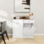 Armoire blanche pour poubelles de cuisine - Deux tiroirs et compartiments inclus