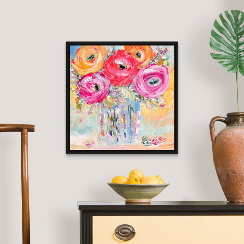 Reproduction d’art sur toile « burst of Bloom » par Robby Ebert, Impression encadrée, H 22 po x l 22 po, Noir