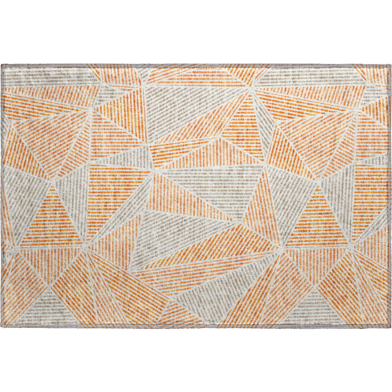 Premium Machine Washable Cerrito Orange Rug, Rectangle 1'8" x 2'6"