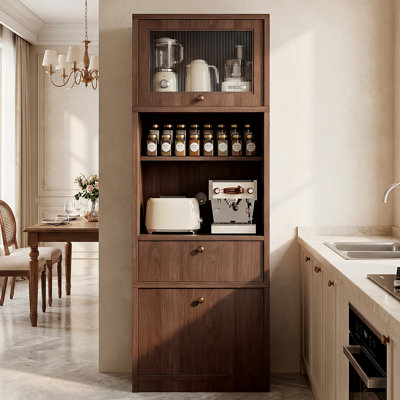 71" Tall Freestanding Kitchen Pantry Cabinet with Drawer & Adjustable Shelves, Anti-Tip Wood Kitchen Pantry for Home Storage