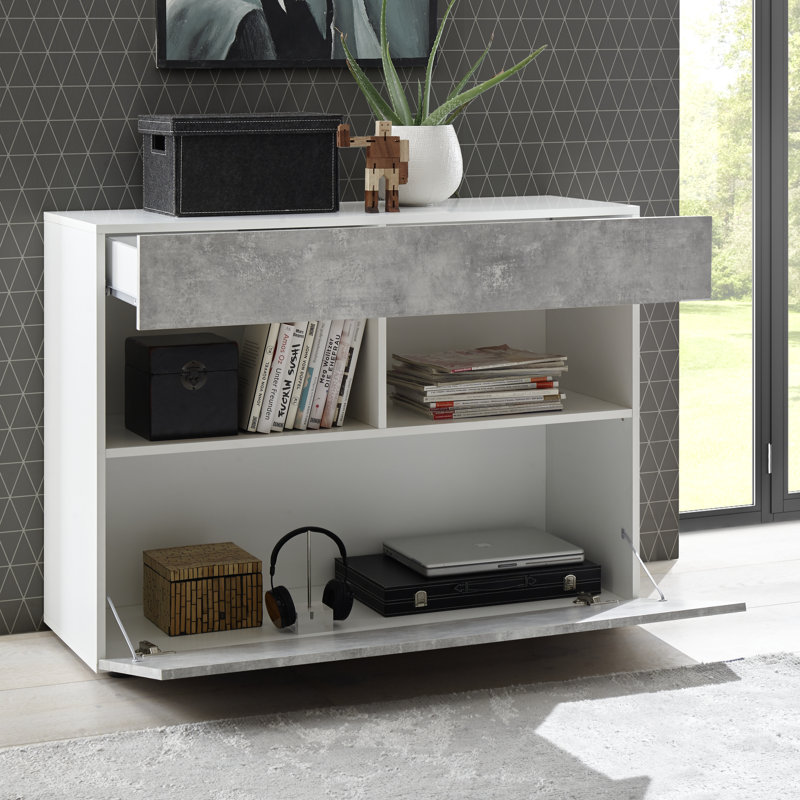 Mcclaskey 111 Cm Wide 1 Drawer Sideboard, White/Cement