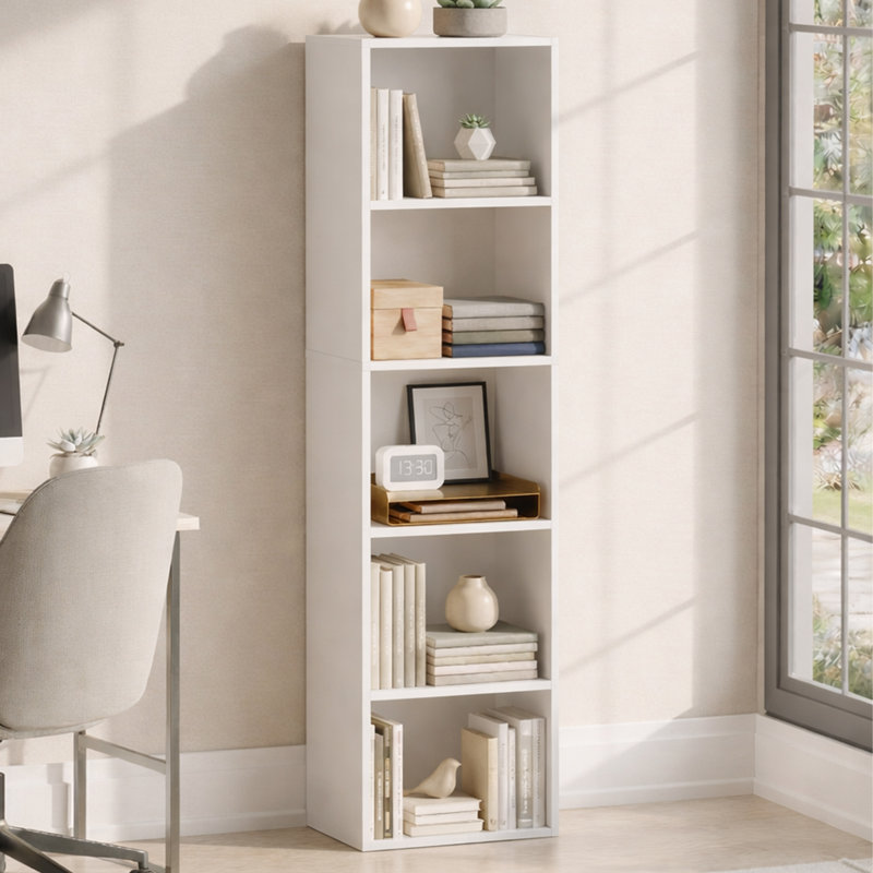 Gerardi 32cm W Standard Bookcase, White, 132 cm H x 32 cm W