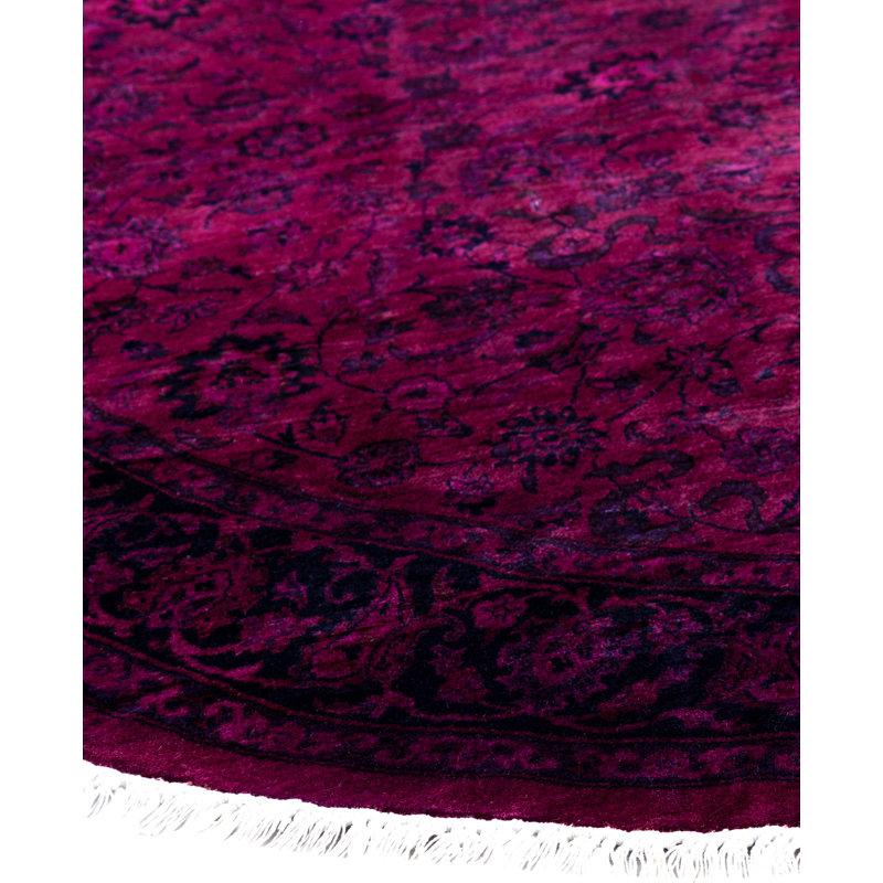Overdyed Hand-Knotted Wool Modern-Contemporary Purple Area Rug 6' 1" x 6' 1"