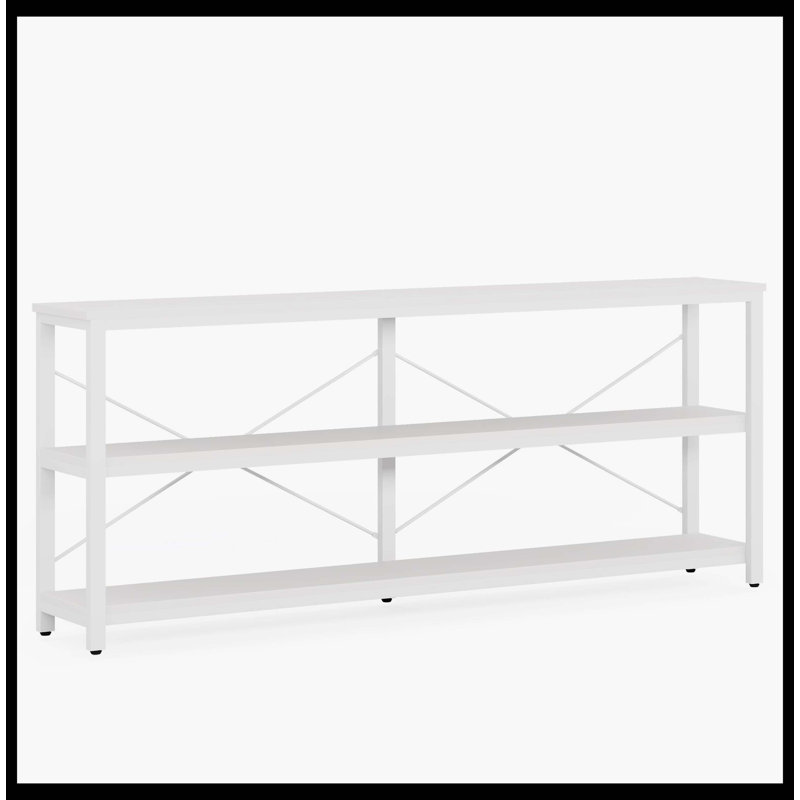 70.9" Console Table, 3-Tier Sofa Table With Metal Frame